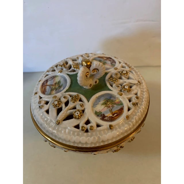 Late 19th Century Italian Hand-Painted Dish With Gold Filigree Accents For Sale - Image 4 of 12
