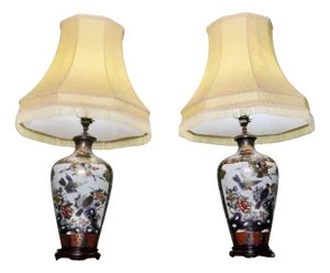 Large Vintage Japanese Satsuma Lamps, 1960, Set of 2
