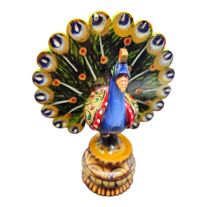 Bhimonee Decor Wooden Dancing Peacock Figurine