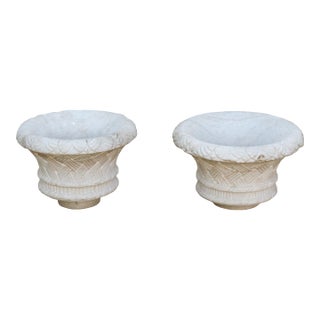 Set of Two French Marble Jardinieres For Sale