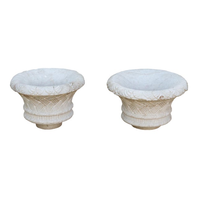 Set of Two French Marble Jardinieres For Sale