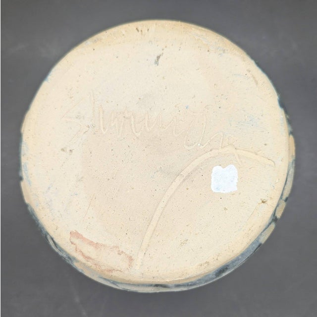 1970s Artist Signed Studio Pottery Stoneware Vase For Sale - Image 10 of 11