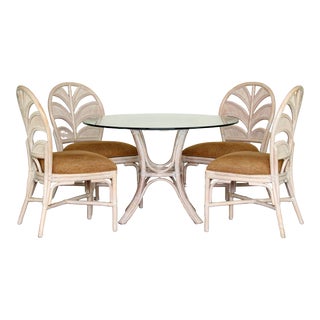 Vintage Bamboo and Pencil Reed Dining Table, Set of Four For Sale