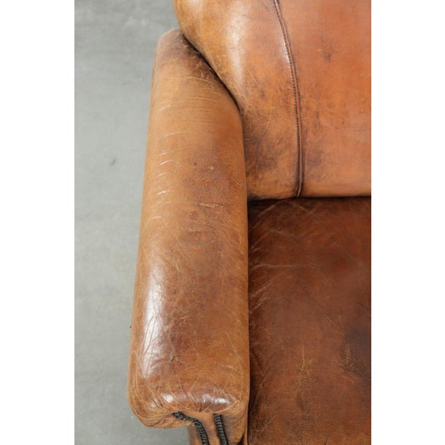 Animal Skin Vintage Brown Sheepskin Armchair For Sale - Image 7 of 15