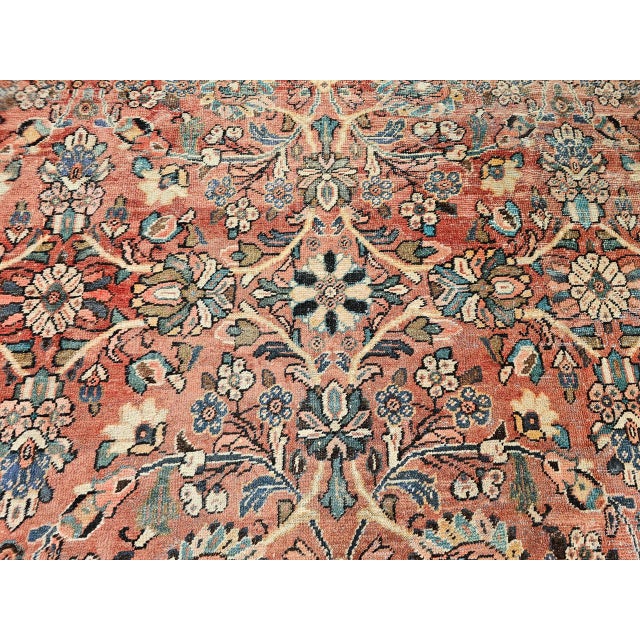 Vintage Oversized Persian Mahal-Sultanabad Rug, Hand-Knotted Wool, Floral Pattern, Red & Navy, 11x17 For Sale - Image 12 of 16