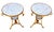 Stunning Pair of Gilt Bronze With White Marble Guèridon Tables. The set features round tables with the marble top raised...