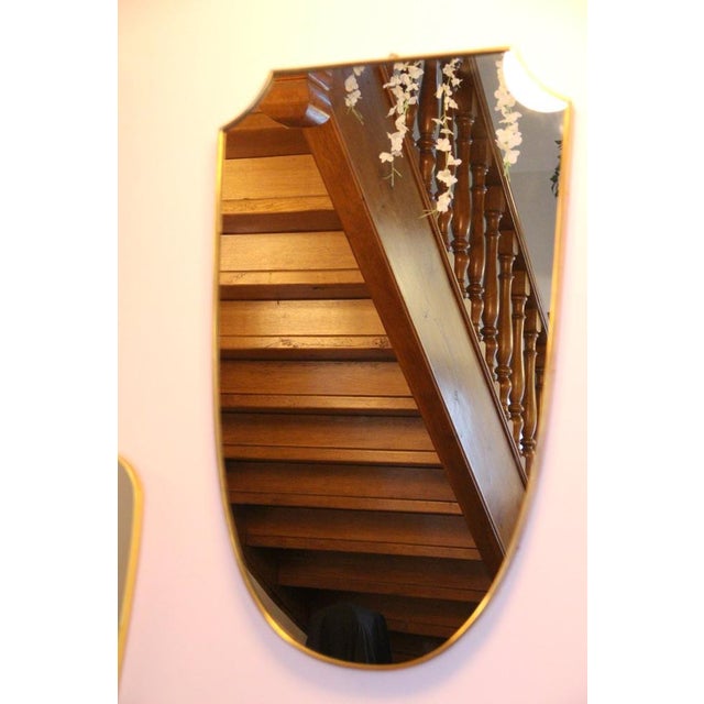 Brass Wall Mirror in the style of Gio Ponti, 1950s For Sale - Image 9 of 18
