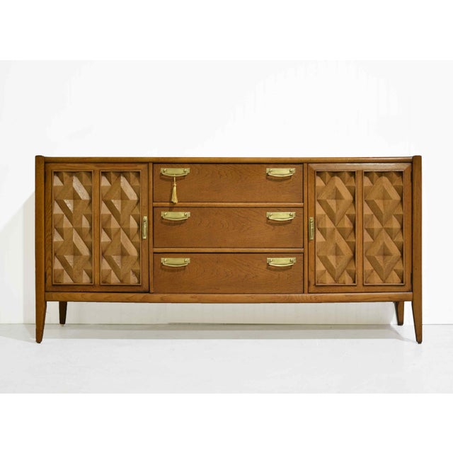 Broyhill Mid Century Modern Diamond Head Credenza Premier by Broyhill For Sale - Image 4 of 14
