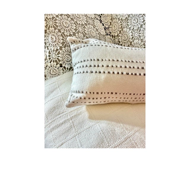 Off-white Vintage Ralph Lauren Throw Pillow Cover Stitch Stripes Off White For Sale - Image 8 of 12