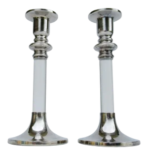 Vintage Karl Springer-Style, Exclusively for Lord & Taylor Silver Plate & Lucite Candle Holders -A Pair