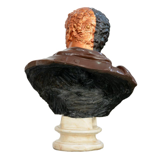 Life-size plaster bust depicting the roman emperor caracalla, bearing the mark of the historic fonderia chiurazzi of...