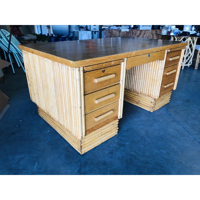 1940s Boho Chic Rattan Executive Desk Chairish