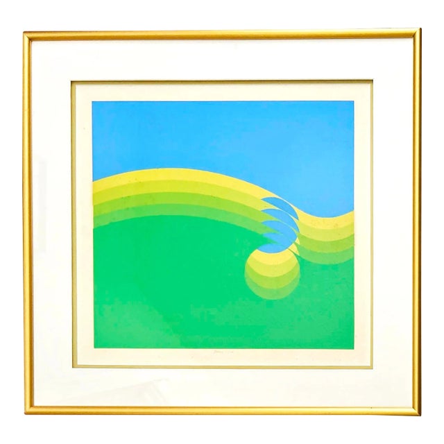 1960s Original Signed Robert Bidner Abstract Print, Framed For Sale