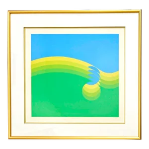 1960s Original Signed Robert Bidner Abstract Print, Framed