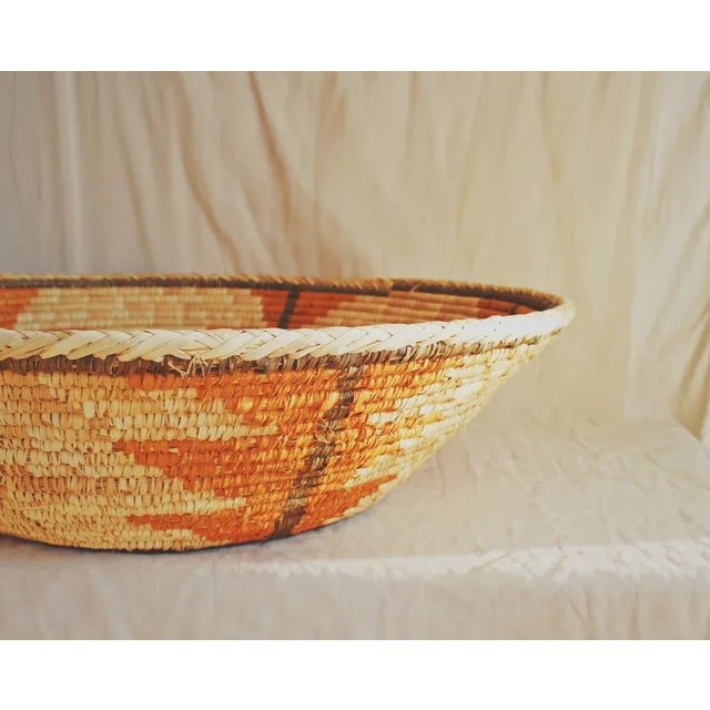 1960s 1960s Orange Large Coiled Seagrass and Rattan Basket For Sale - Image 5 of 10