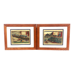Antique Original Hiroshige III Atrib Woodblock Prints From the ‘Nihon Bussan Zue’ Series, a Pair