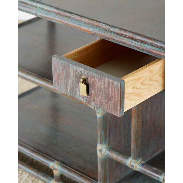 McGuire Cerused Rattan Oak Bar Cart Server Buffet Chairish