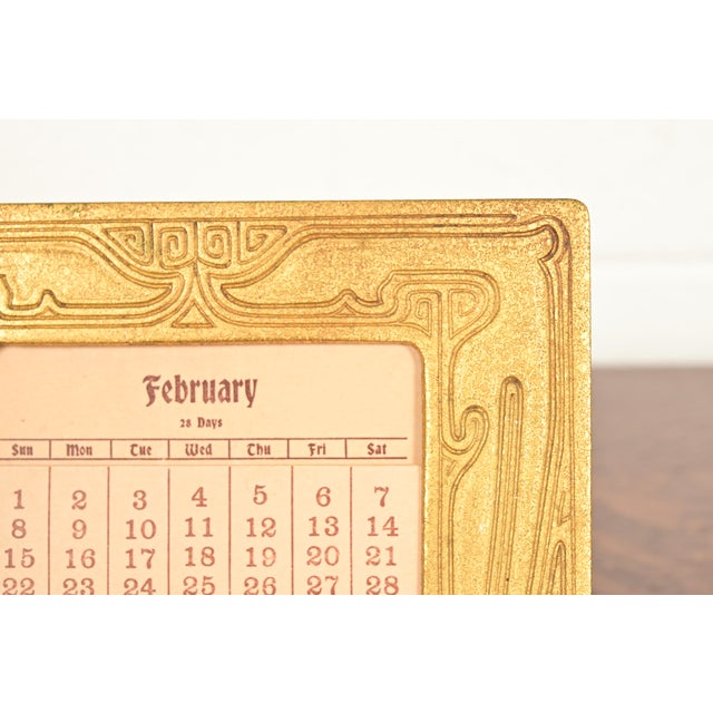 Tiffany Studios New York Chinese Pattern Bronze Doré Desk Calendar Frame or Picture Frame For Sale - Image 9 of 14