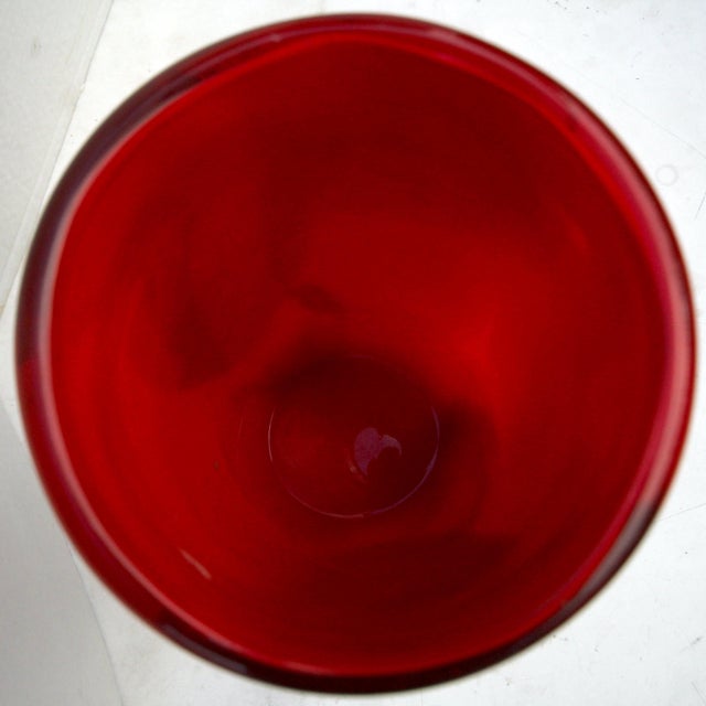 Glamorous Multi-Color Glass Block Vase With Red Interior - Makora Krosno Poland For Sale In San Diego - Image 6 of 17