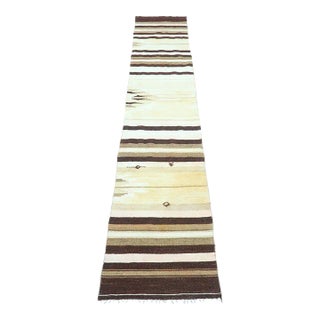 1960s Vintage Aztec Design Turkish Kilim Runner - 22"x107" For Sale