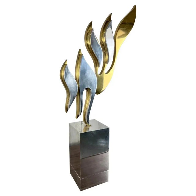 1980's Aluminum and Brass Sculpture by Michel For Sale - Image 13 of 13