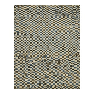 Rug & Kilim’s Moroccan Style Rug in White, Blue and Brown - 10'x14' For Sale
