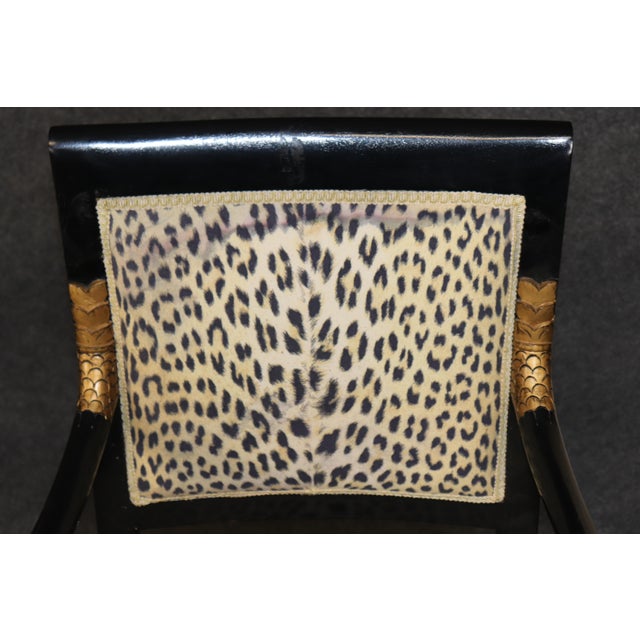 Black 1960's Set 8 Regency Style Dolphin Head Ebonized & Gold Accent Armchairs For Sale - Image 8 of 16