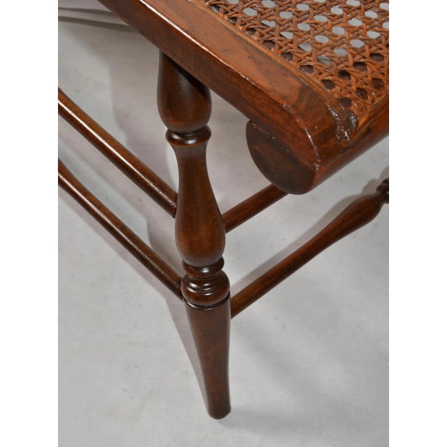 Wood British Colonial Handwoven Cane Turned Wood Spindle Frame Chaise Lounge Daybed For Sale - Image 7 of 13