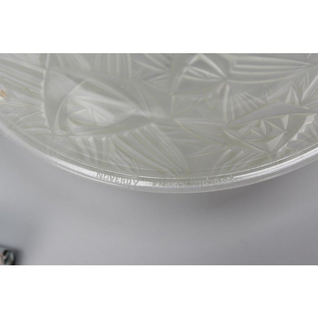 Art Deco French Chromed Brass and Frosted Glass Pendant Light by Noverdy, 1930s For Sale - Image 17 of 18