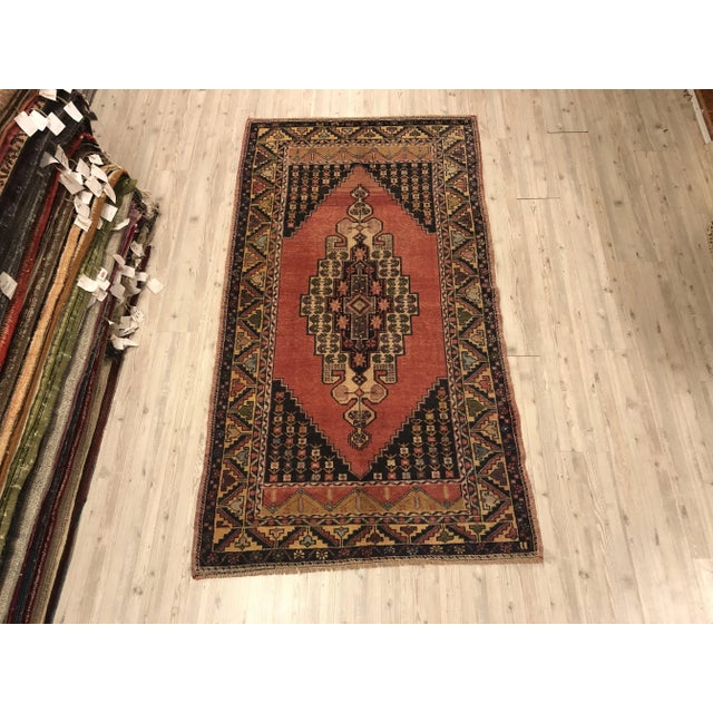 Floral Handknotted Turkish Wool Rug- 3′8″ × 7′ For Sale - Image 11 of 11
