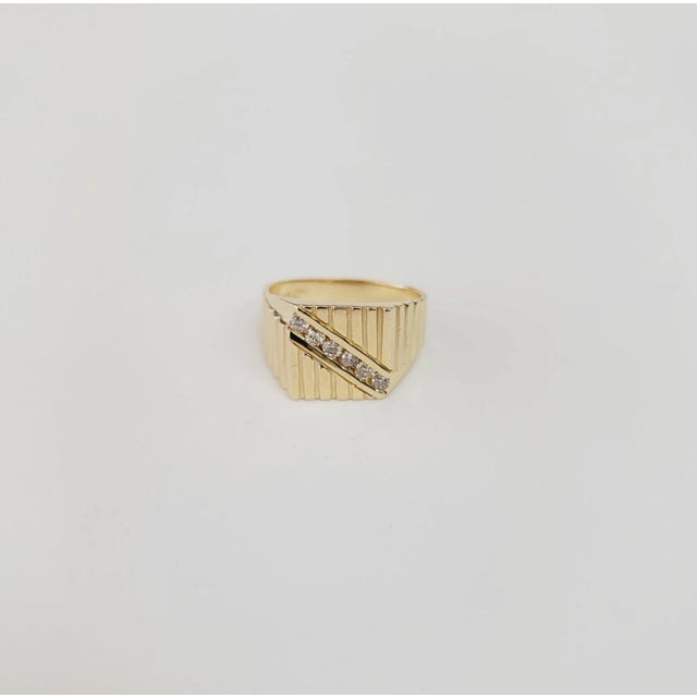 Diagonal Diamond Mens Wedding Band .36cttw 14k Yellow Gold, Size 9 For Sale - Image 4 of 4