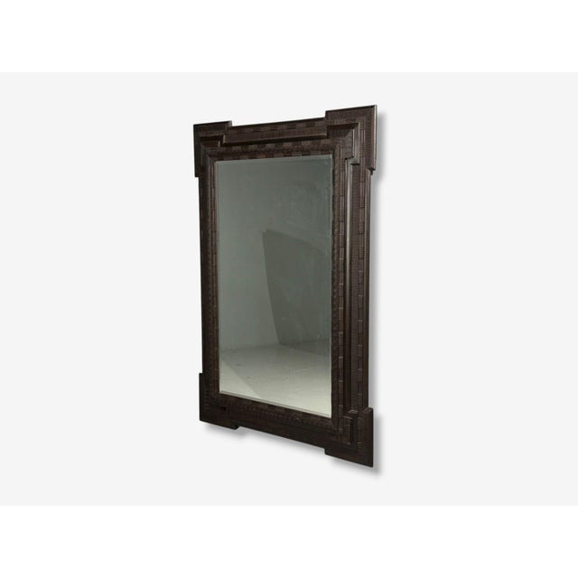 Baroque, Monumental Dutch Ripple Frame Wall Mirror, Ebonized Wood, 19th C. For Sale - Image 4 of 8