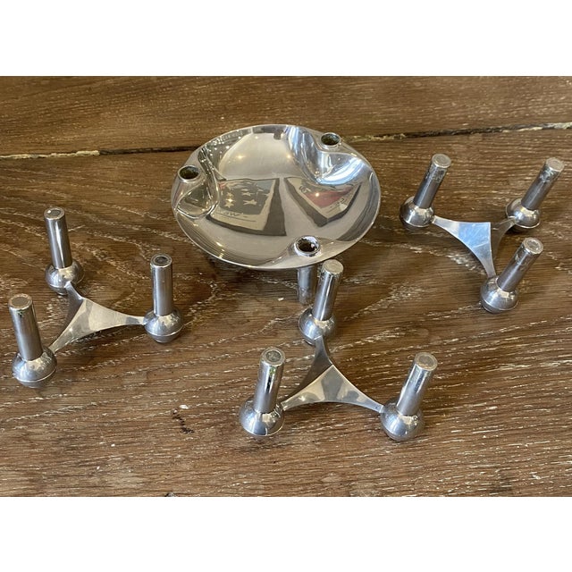Vintage Modular Candlesticks and Bowl from Nagel, 1970, Set of 4 For Sale - Image 10 of 16