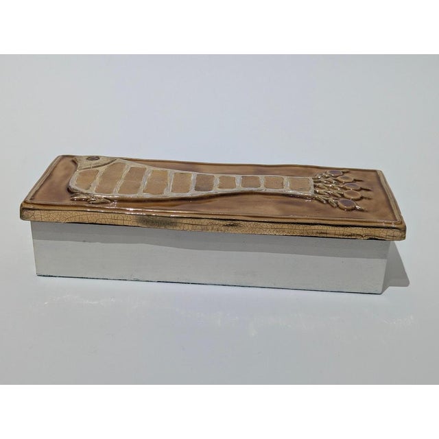 Gold Ceramic Bird Box For Sale - Image 6 of 7