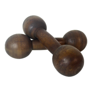 Vintage Wood Hand Weights or Dumbbells Set of Two Sports Equipment Memorabilia Dumb Bells
