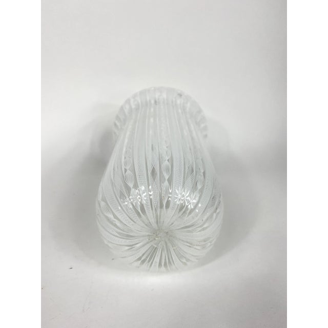 Italian Late 20th Century Barovier & Toso Italian Handblown Latticino Design Glass Vase For Sale - Image 3 of 9
