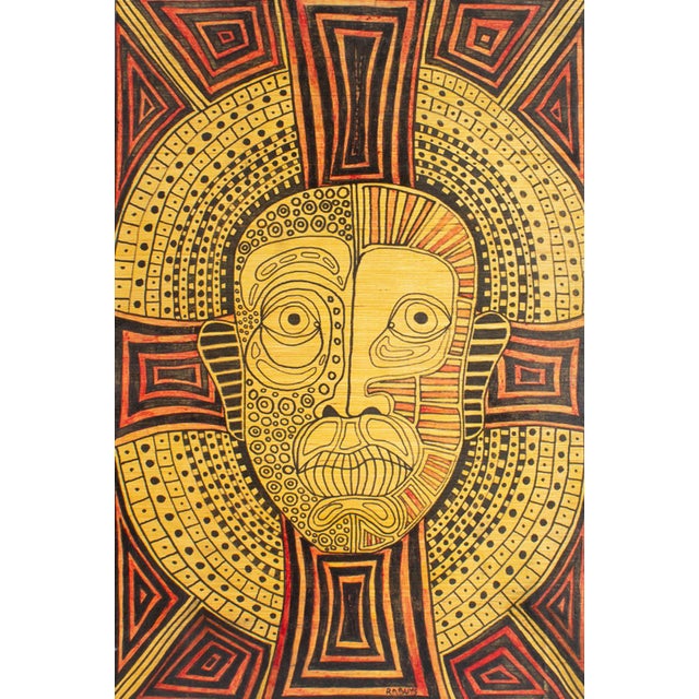 An oil paint pen on wood drawing by the American artist R.A. "Drew" Buys. Titled "All Great Truths Start As Blasphemies,"...