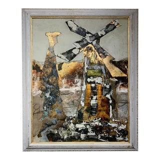 Andrea Stella "The Man of the Mill" Gold Leaf Oil Mixed Media Painting, Figurative, Italian Contemporary Art, 2010 For Sale