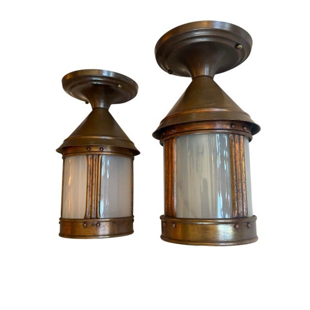 Mid 20th Century Copper Ceiling Flushmount Lanterns For Sale In Los Angeles - Image 6 of 7