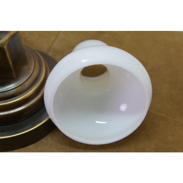 Vintage Brass 3 Light Apothecary Pharmacy Student Hurricane Lamp 28" For Sale - Image 9 of 14