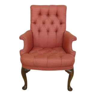 Manor House Tufted Upholstered Walnut Armchair For Sale