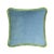 Contemporary Happy Cushion Cover in Velvet Light Blue with Green Fringes For Sale - Image 3 of 3
