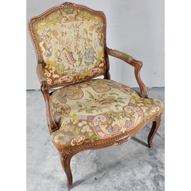 Late 19th Century French Needlepoint Rococo Fauteil For Sale In Nashville - Image 6 of 10