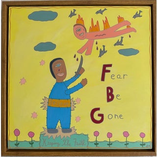 Original Folk Art Painting From Key West Artist, "Fear Be Gone" For Sale