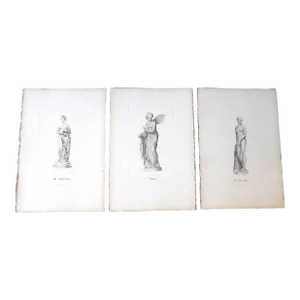 Antique 19th Century Female Nude Engravings - Set of 3