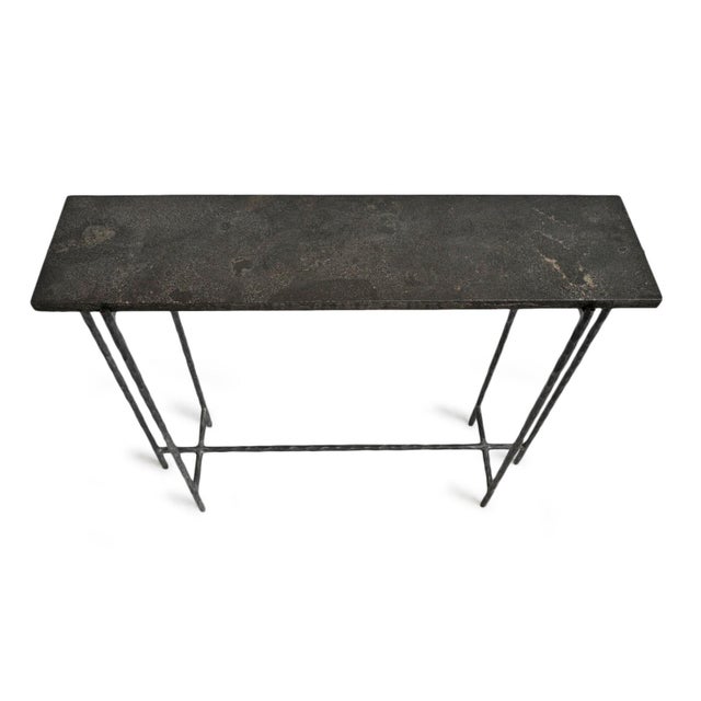 Modern Grey Smoke Slate Thin Console Table 35" For Sale - Image 4 of 7