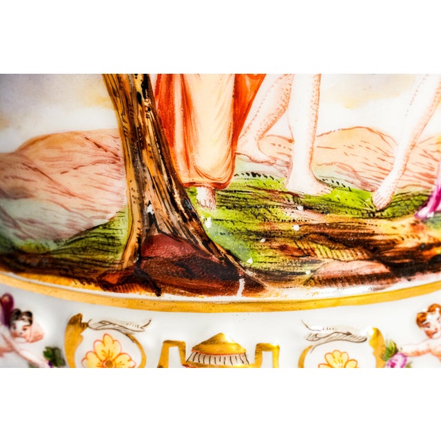 Large Antique Neoclassical Italian Capodimonte Hand Painted Porcelain Mug Home Decor For Sale - Image 13 of 17
