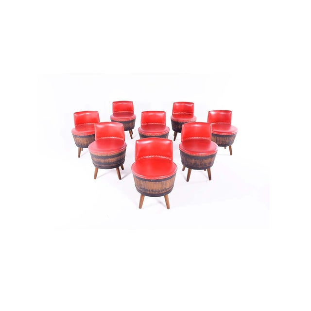 Wonderful piece of furniture made from a barrel! Set of 8 stools. It becomes a rare piece and certainly brings a unique...