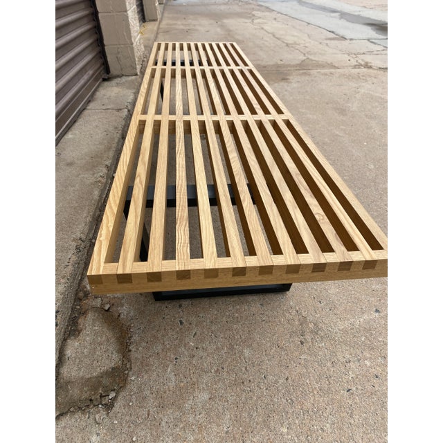 Mid-Century Modern 2000s Classic Herman Miller Mid Century Modern Slatted Wood Bench in the Style of George Nelson For Sale - Image 3 of 12