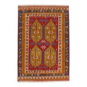 2010s Modern Flatweave Kilim Multicolor Wool Rug With Allover Motif